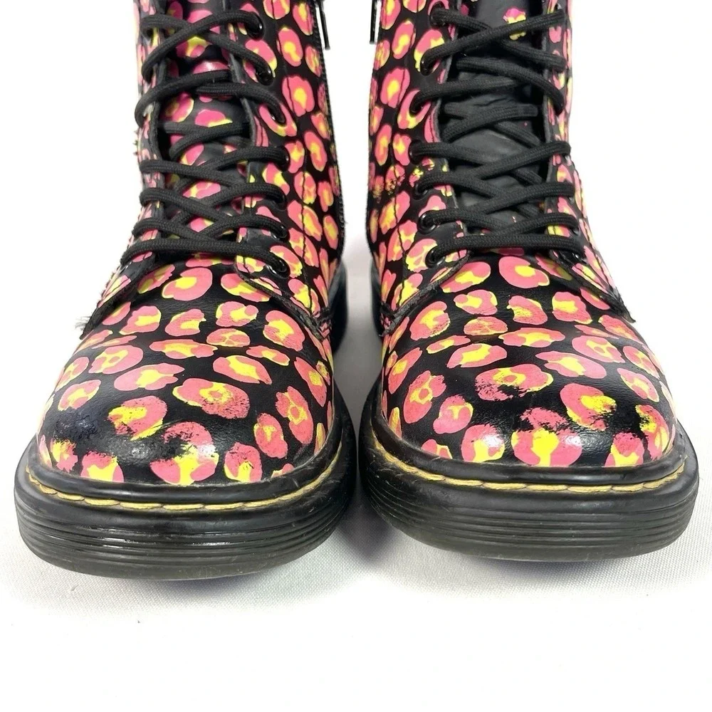 Dr. Martens 1460 Kids Size 1 Pink‎ Leopard Print Side Zip Boots